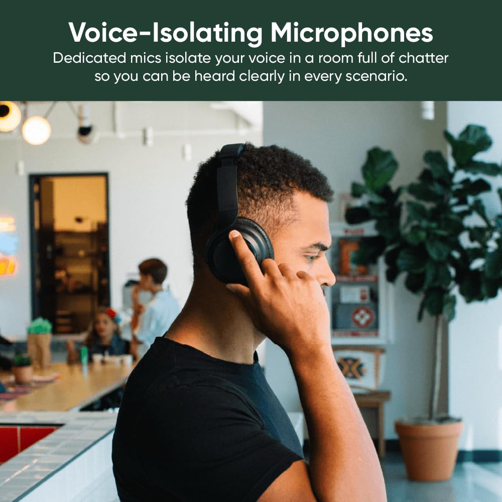 WYZE Noise Cancelling Headphones and Hard Case for Travel, Wireless Over The Ear Bluetooth Headphones with Active Noise Cancellation, Transparency Mode, Clear Voice Pick-up, Alexa Built-in