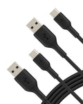 Belkin BoostCharge USB-C Cable to USB-A Cable (2M/6.6ft) for iPhone 16, iPhone 16 Pro, Samsung Galaxy S25, S24, Pixel 9, iPad Pro, Nintendo Switch 2, Carplay & More - Black (2-Pack)