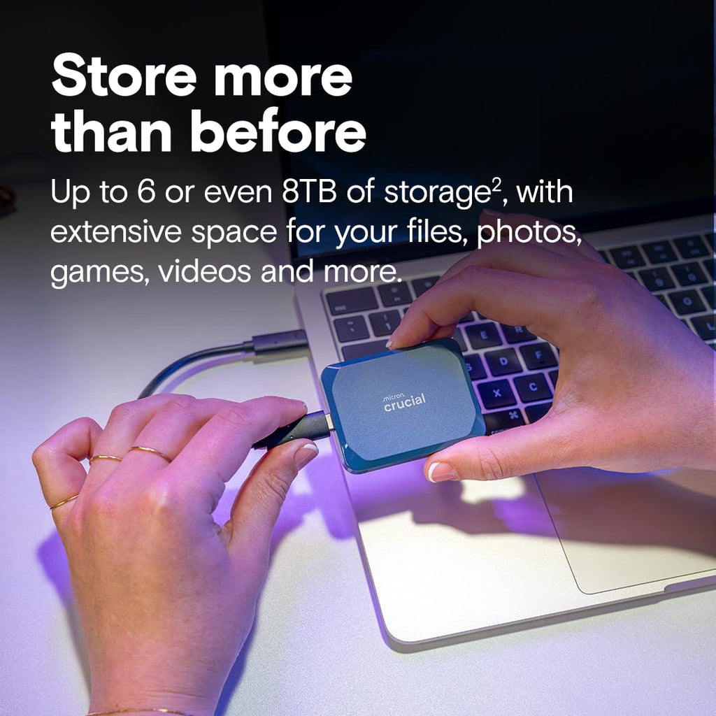 Crucial X10 1TB External Portable SSD Drive - Up to 2100MB/s, USB-C 3.2 Gen2, IP65 Dust and Water Resistant, External Solid State Drive, Matte Blue - CT1000X10SSD9-02
