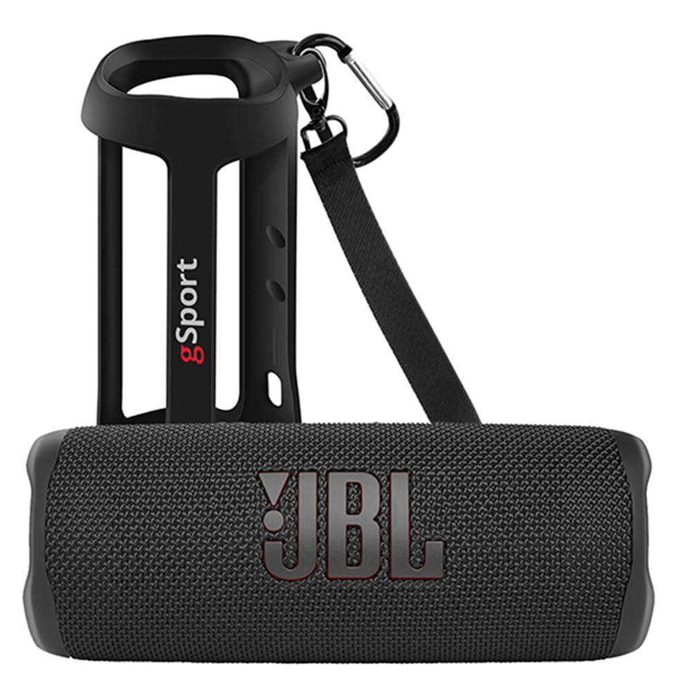 JBL FLIP 6 Waterproof Portable Speaker Bundle with gSport Silicone Sleeve (Black)