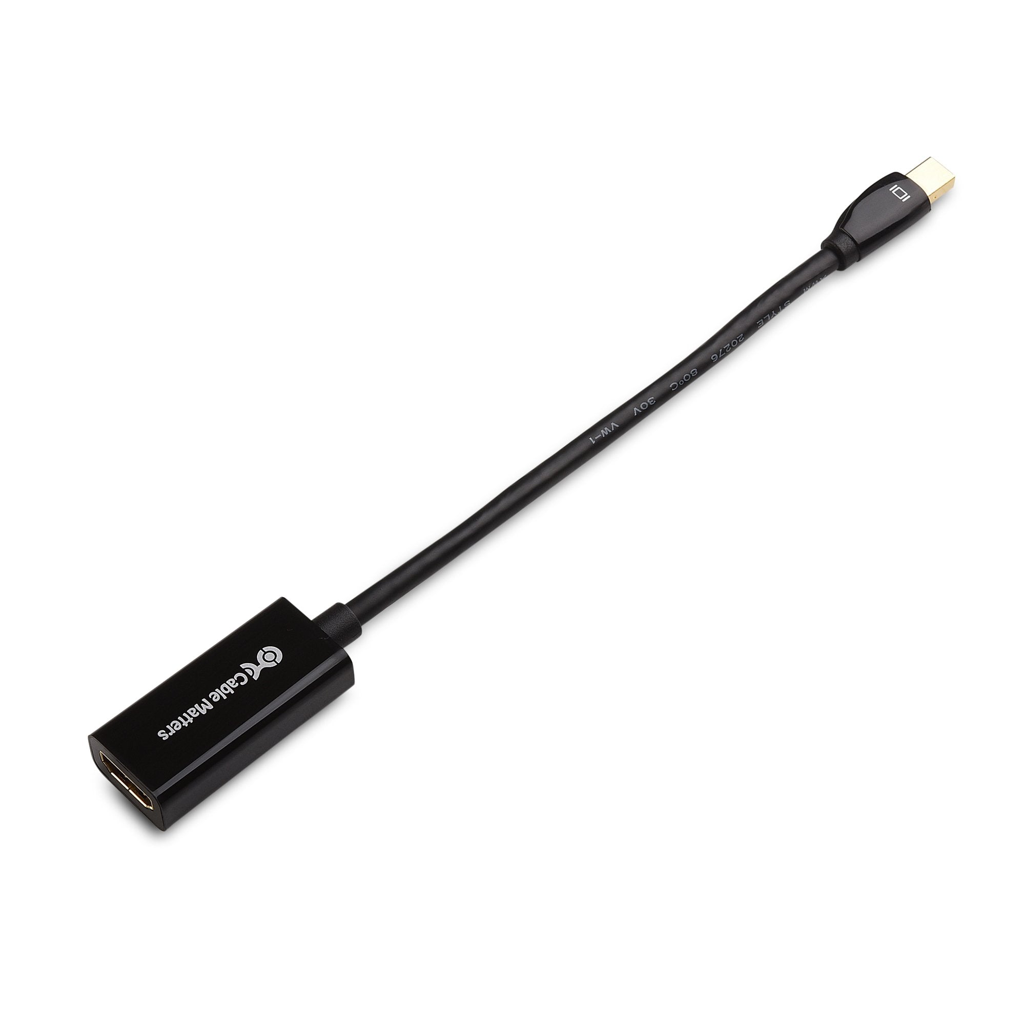 Cable Matters 4K Mini DisplayPort to HDMI 4K Adapter (Mini DP to HDMI Adapter) in Black - Thunderbolt | Thunderbolt 2 Port Compatible
