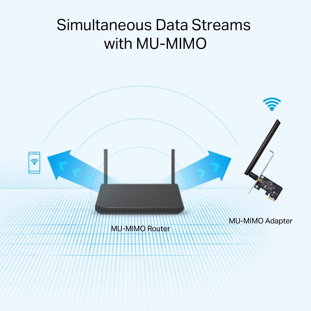 TP-Link PCIe WiFi Card for Desktop PC, Dual Band Wireless Internal Network Card(Archer T2E) High-Gain Antenna, MU-MIMO, WPA3, Low Profile, Supports Windows 10