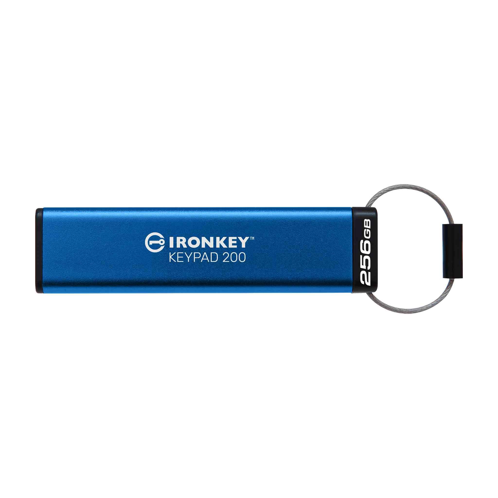 Kingston IronKey Keypad 200 Type -A hardware-encrypted USB Flash Drive FIPS 140-3 Level 3 (Pending) with XTS-AES 256-bit Hardware Encryption - IKKP200/256GB