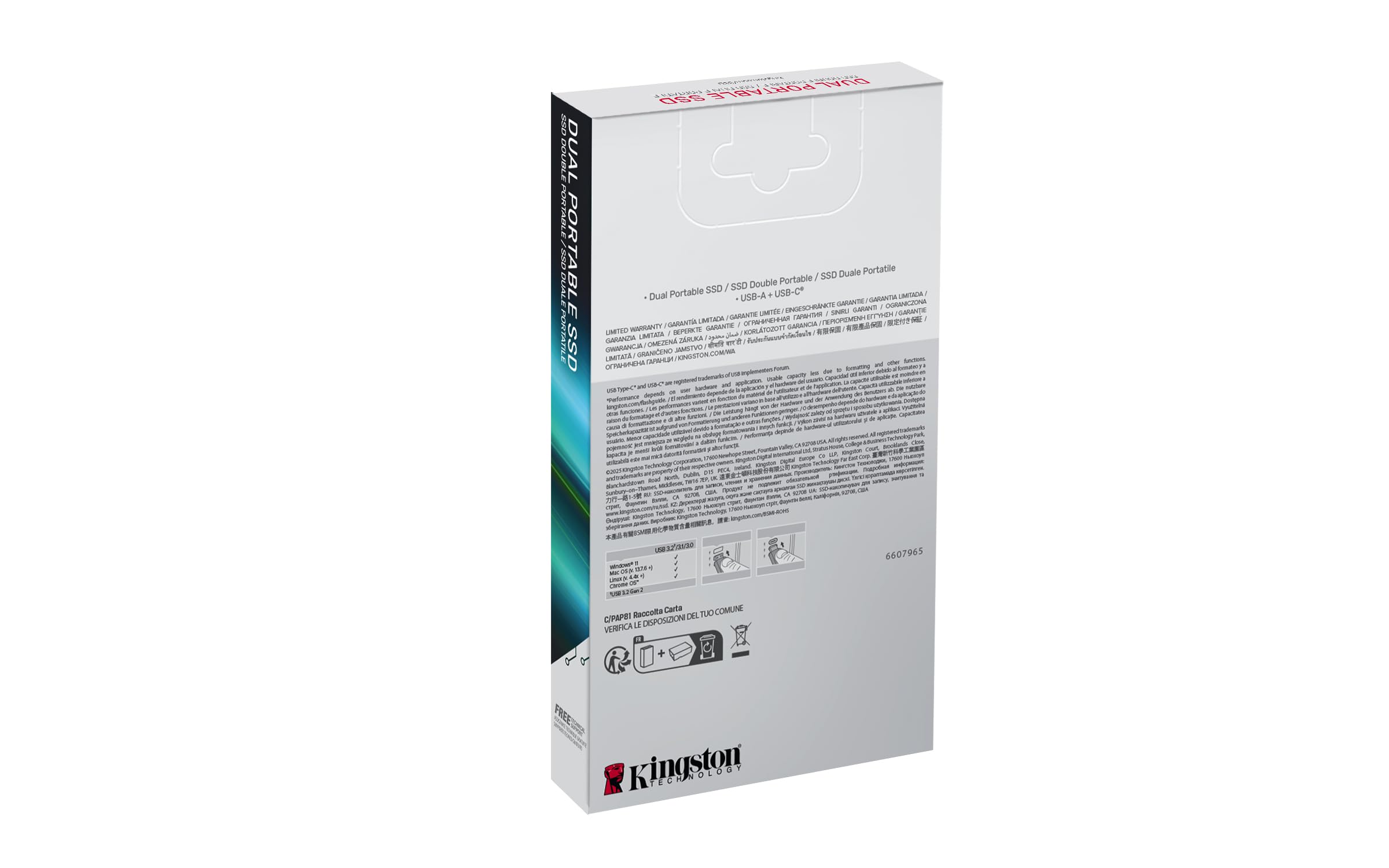 Kingston Dual Portable SSD 512GB Dual USB-A/C Up to 1050MB/s USB 3.2 Gen 2 - SPSD/512GB