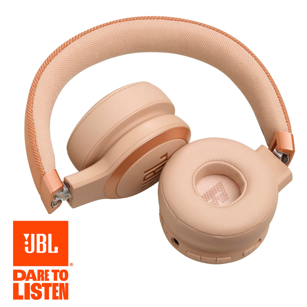 JBL Live 670NC - Wireless On-Ear Headphones with Adaptive Noise Cancelling with Smart Ambient, Up to 65H Battery Life with Speed Charge, Lightweight, Comfortable and Foldable Design (Sandstone)