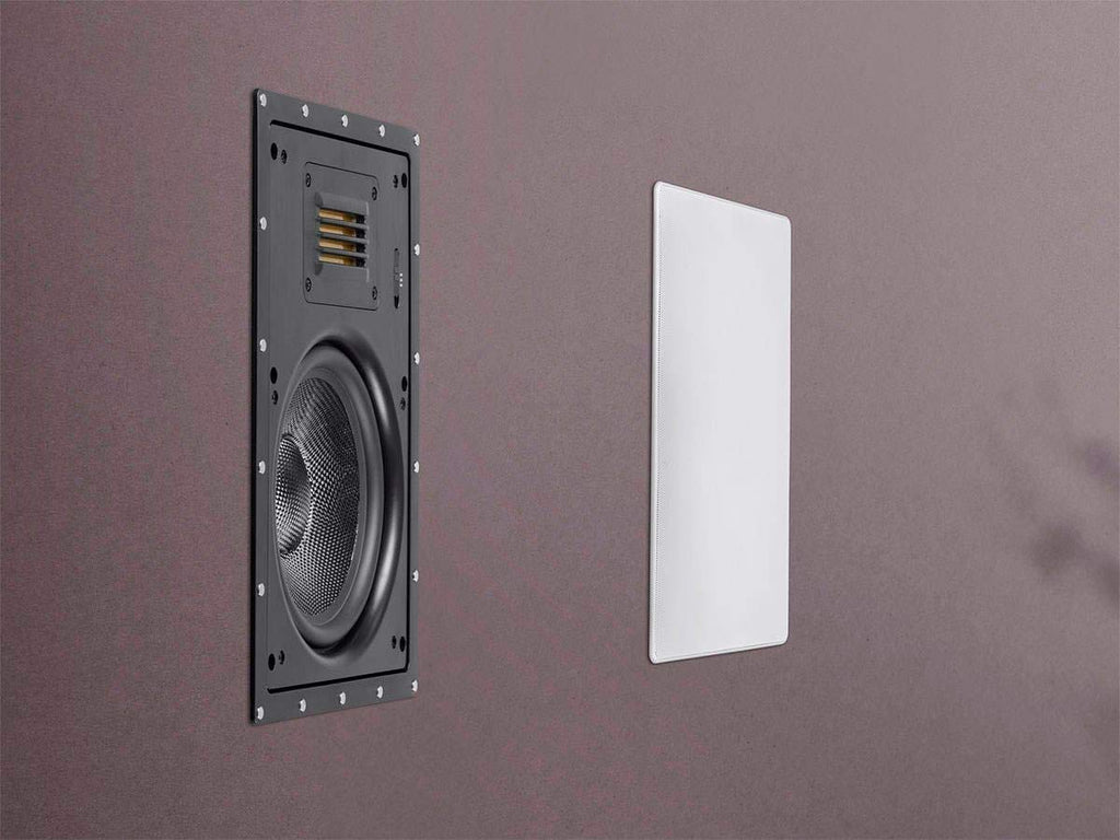 Monoprice 116334 Amber in-Wall Speakers 8-inch 2-Way Carbon Fiber with Ribbon Tweeter (Pair)