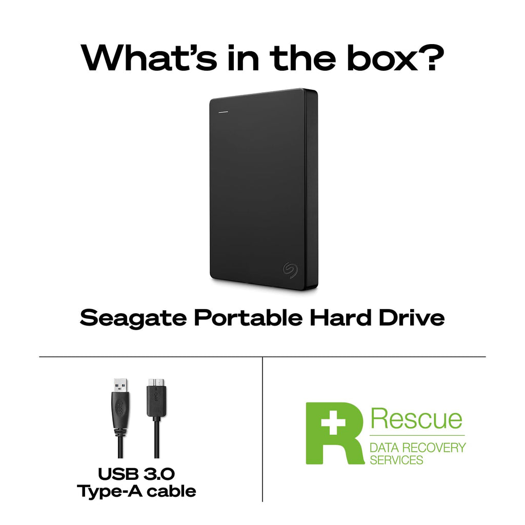 Seagate Portable Drive 2TB, External Hard Drive, Dark Grey, for PC Laptop and Mac, Data Rescue Services, Amazon Exclusive (STGX2000400)