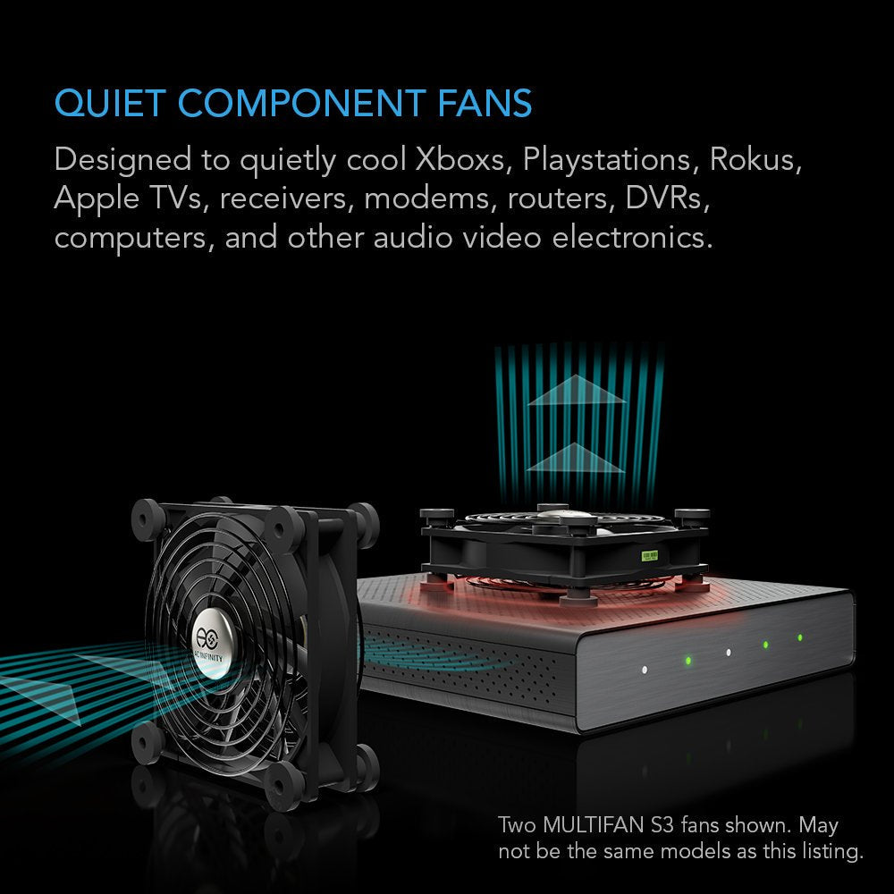 AC Infinity MULTIFAN S7-P, Quiet Dual 120mm AC-Powered Fan with Speed Control, UL-Certified for Receiver DVR PlayStation Xbox Component Cooling