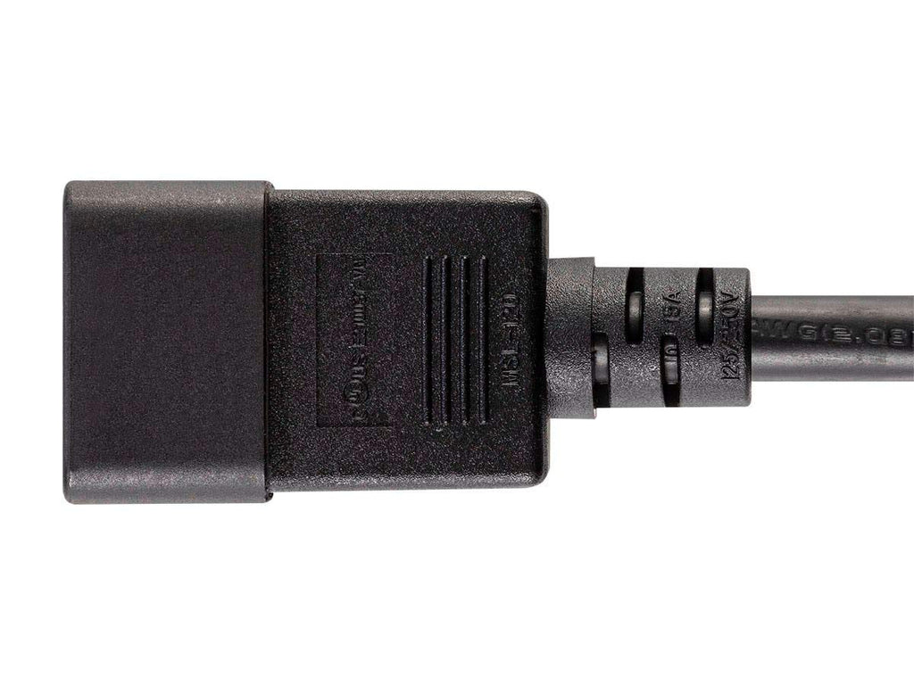 Monoprice Power Cord - IEC 60320 C20 to IEC 60320 C15, 14AWG, 15A/1875W, 3-Prong, Black, 6ft