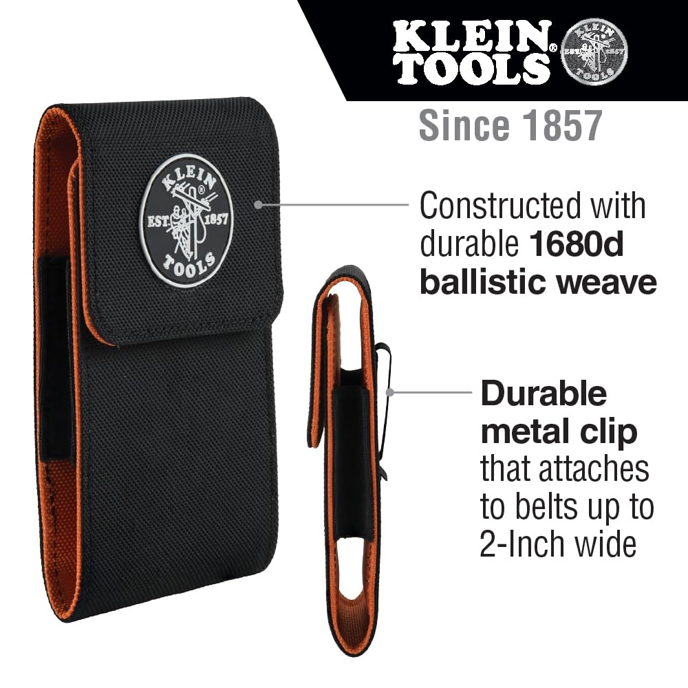 Klein Tools 55468 Phone Holder, X-Large, Fits iPhone, Google, LG, Samsung Phones, with Magnetic Closure and Belt Clip