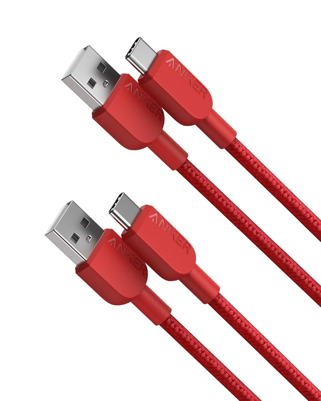 Anker USB A to USB C Cable, Charger Cord (2 Pack,3ft), for iPhone 17 Series,Samsung Galaxy Note 10/S10+ S10, LG V30 (Red)