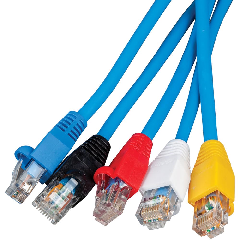 Klein Tools VDV824-650 CAT6 /CAT5e Data Ethernet Network RJ45 Terminated Strain Relief Boots, Latch Protection, Color Coded 100-Pack,White