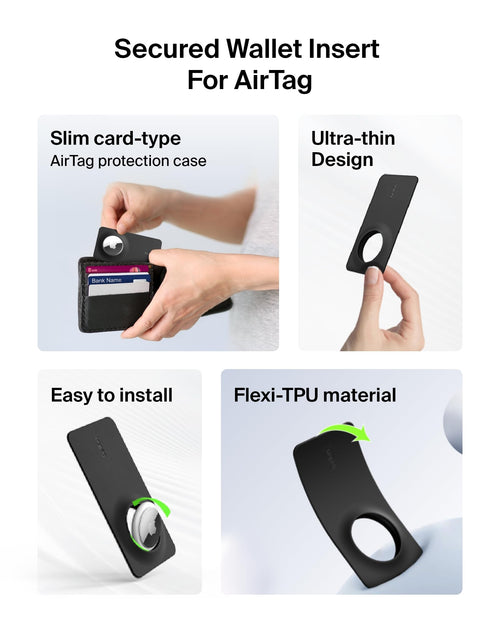 Belkin Apple AirTag Secure Wallet Insert, Thin AirTag Wallet Holder, Accessories for Apple AirTag - Ultra Slim & Flexible Credit Card Size Insert for Purse, Handbag, Pocket, Backpack - Black (2-Pack)