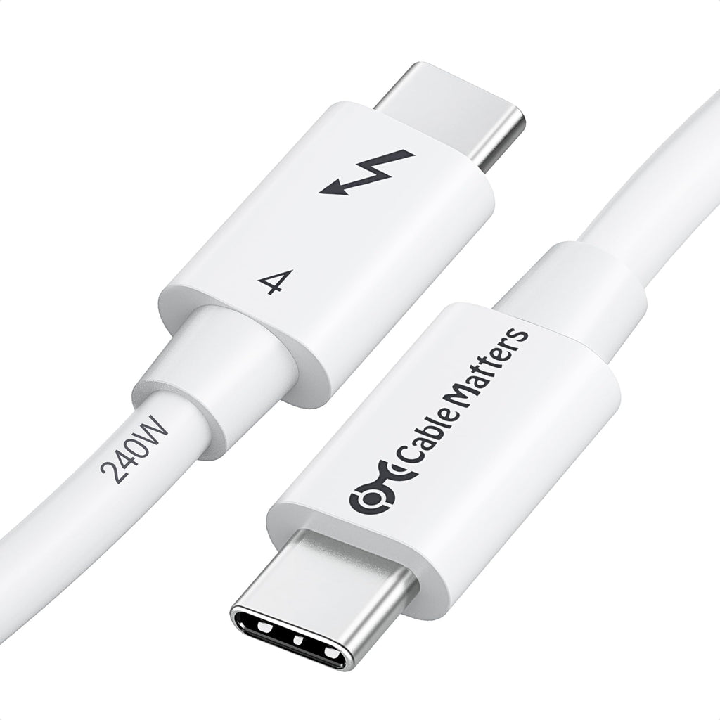 [Intel Certified] Cable Matters 40Gbps Thunderbolt 4 Cable 1m with 8K Video and 240W Charging in White - Backwards Compatible with USB4 Thunderbolt 3 Cable and USB-C