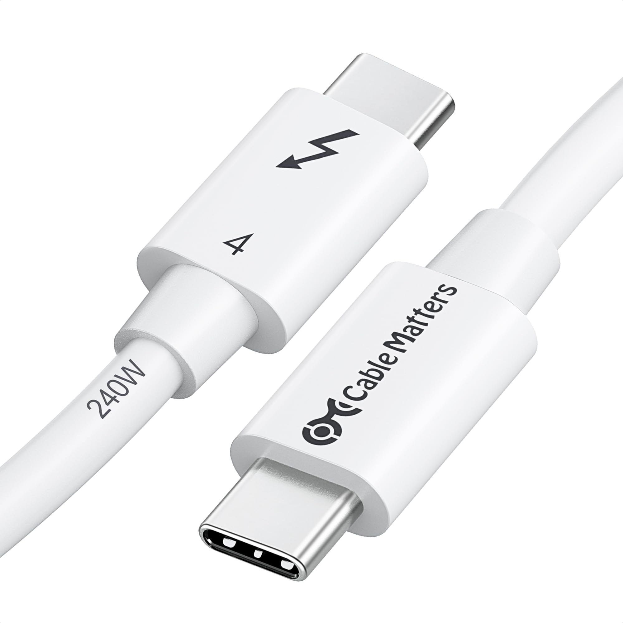 [Intel Certified] Cable Matters 40Gbps Thunderbolt 4 Cable 1m with 8K Video and 240W Charging in White - Backwards Compatible with USB4 Thunderbolt 3 Cable and USB-C