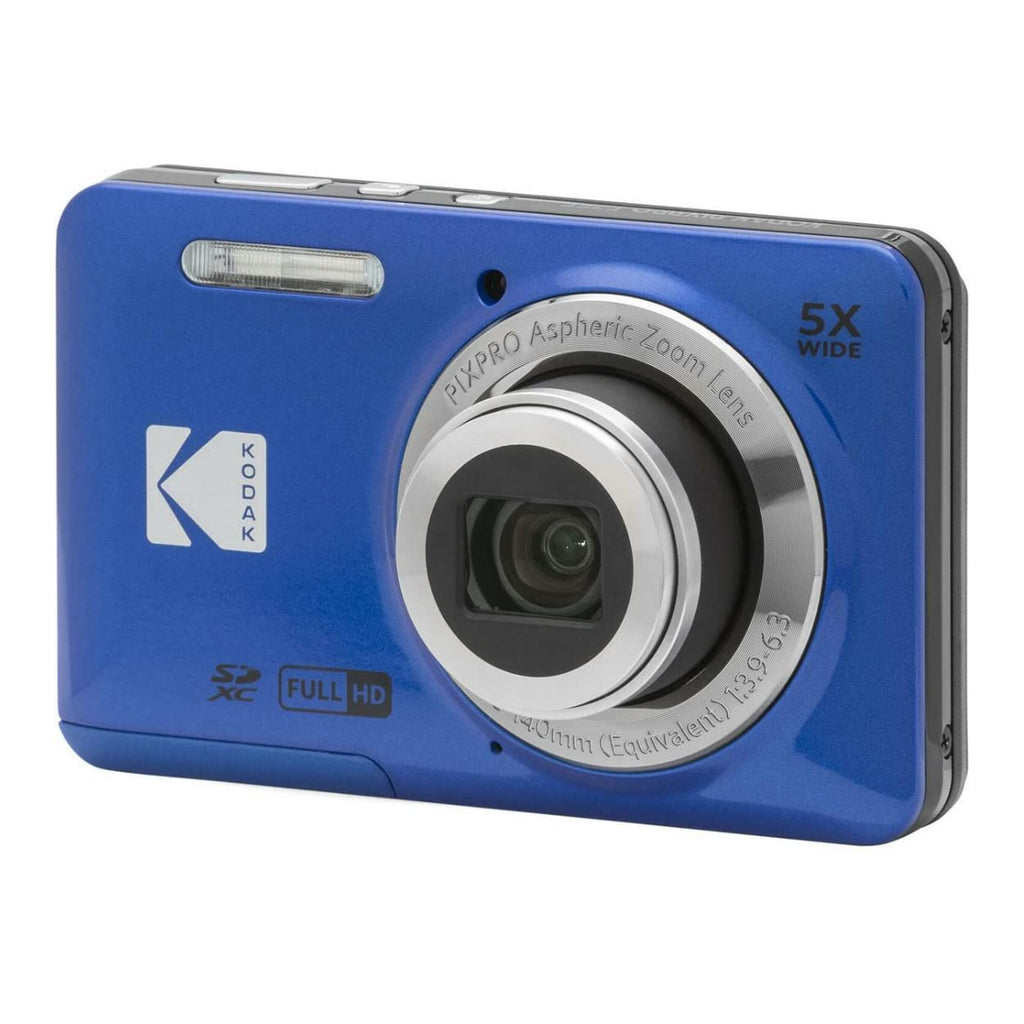 Kodak PIXPRO Friendly Zoom FZ55 Digital Camera (Blue) Bundle with Camera Case, 32GB Class 10 UHS-I U1 SDHC Memory Card and USB 2.0 Card Reader (4 Items)