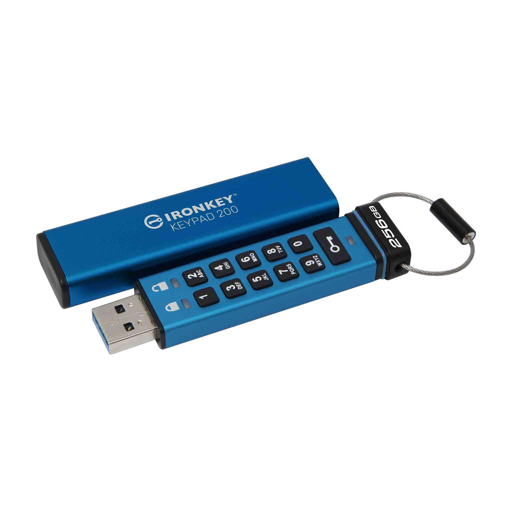 Kingston IronKey Keypad 200 Type -A hardware-encrypted USB Flash Drive FIPS 140-3 Level 3 (Pending) with XTS-AES 256-bit Hardware Encryption - IKKP200/256GB