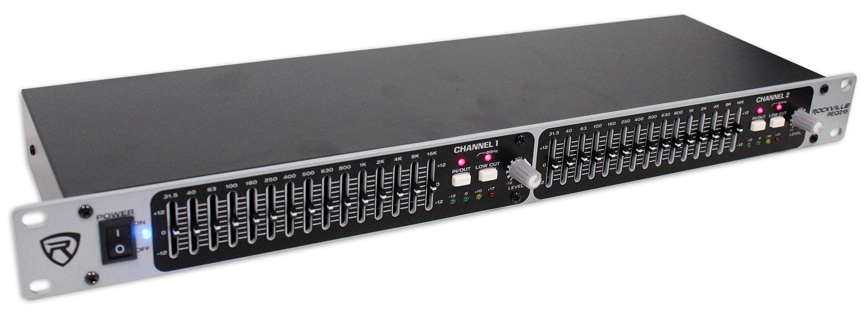 Rockville REQ215 Dual 15 Band 1/3 Octave Graphic Equalizer with Sub-Output!