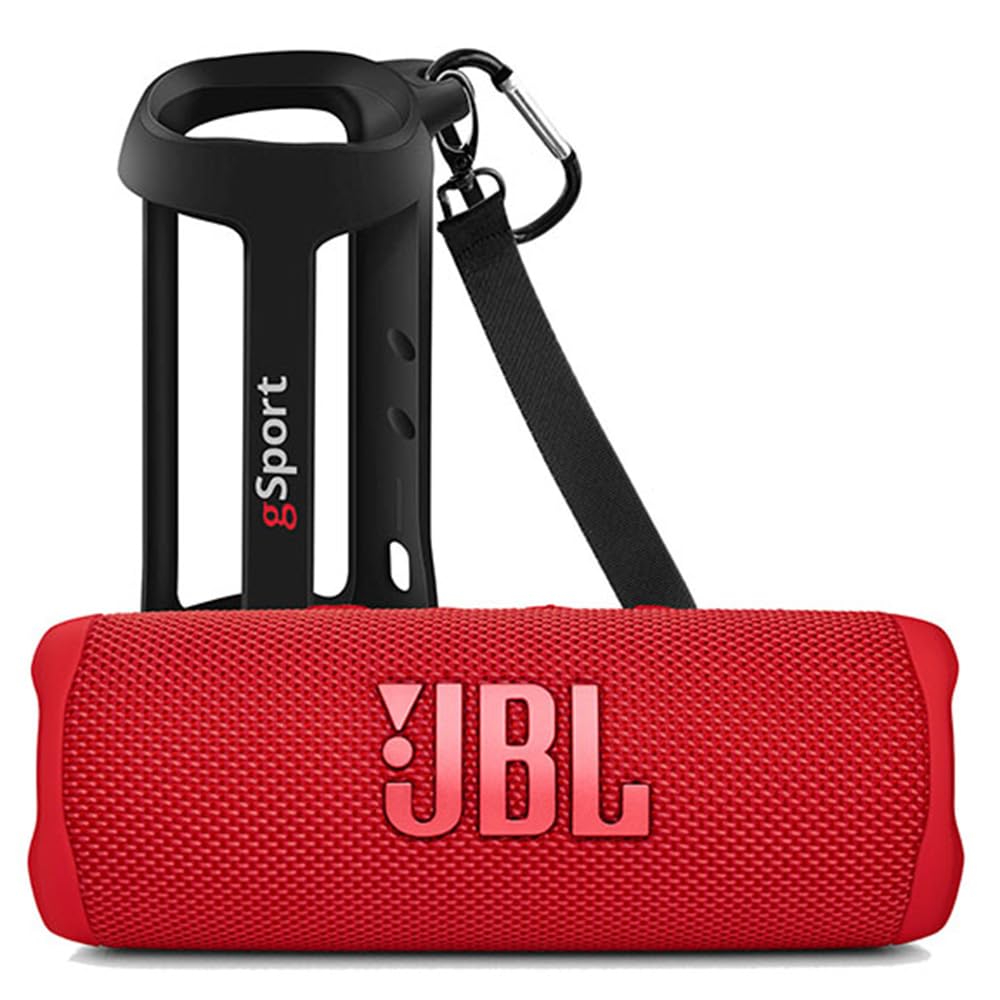 JBL FLIP 6 Waterproof Portable Speaker Bundle with gSport Silicone Sleeve (Red)