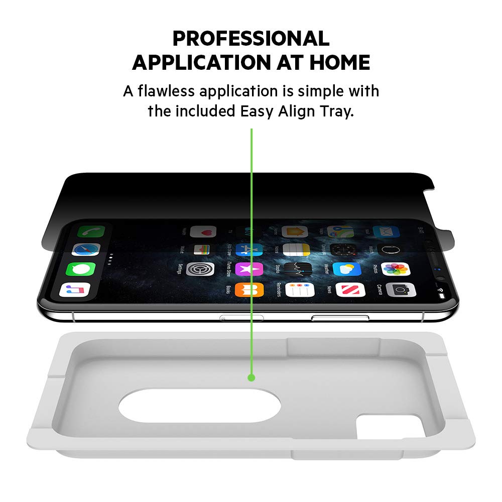 Belkin SCREENFORCE Tempered Glass Privacy Screen Protector for iPhone Xs Max, iPhone 11 Pro Max, OVA005zz