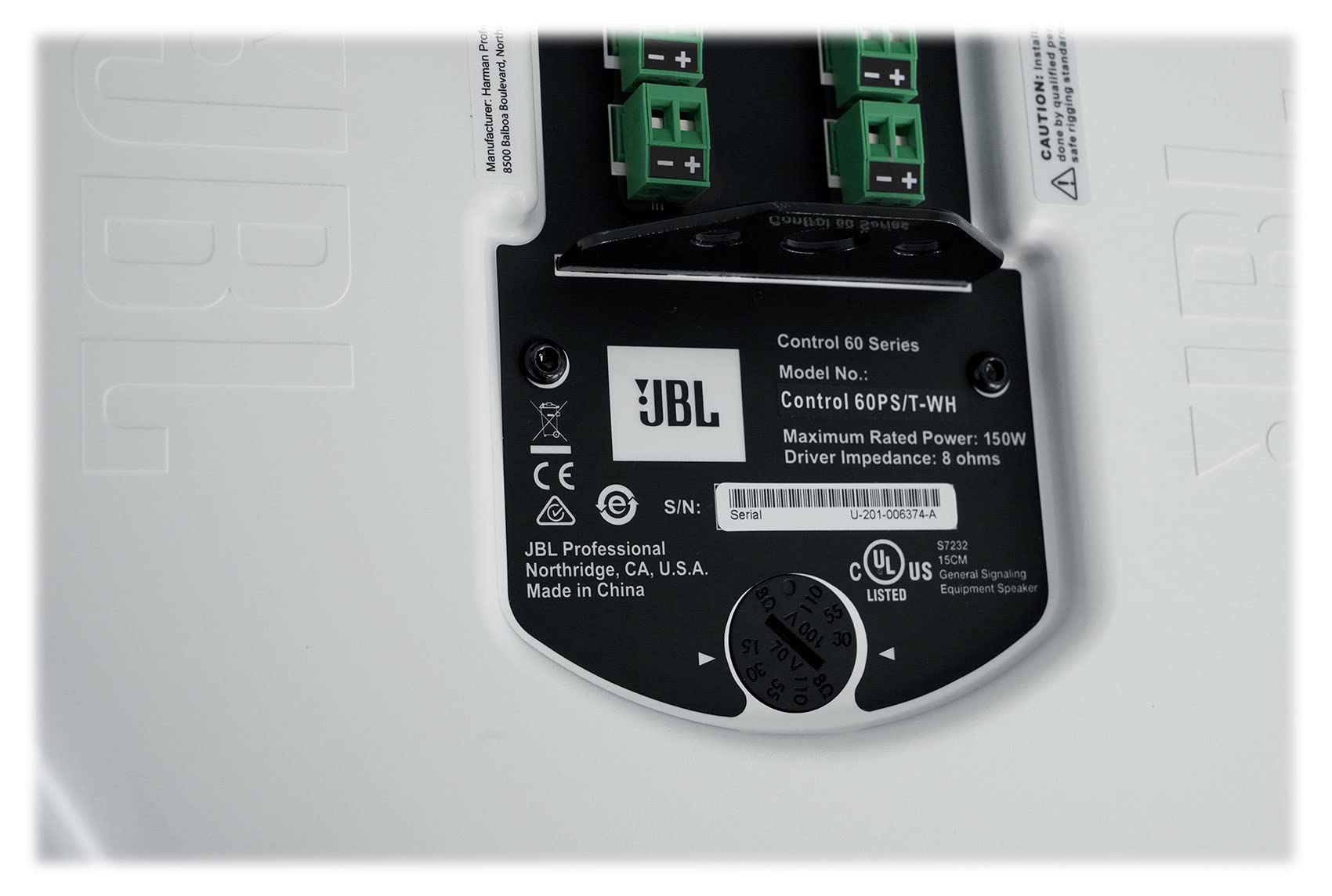 JBL Professional C60PS/T-WH Hanging Pendant Subwoofer with Passive Crossover, White, Sold as Pair