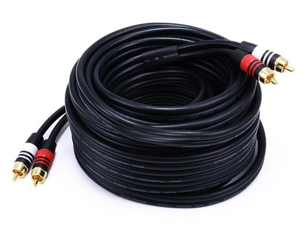 Monoprice 102867 35 ft Premium 2 RCA Plug/2 RCA Plug Male to Male 22AWG Cable - Black