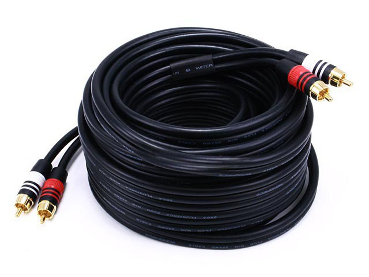 Monoprice 102867 35 ft Premium 2 RCA Plug/2 RCA Plug Male to Male 22AWG Cable - Black