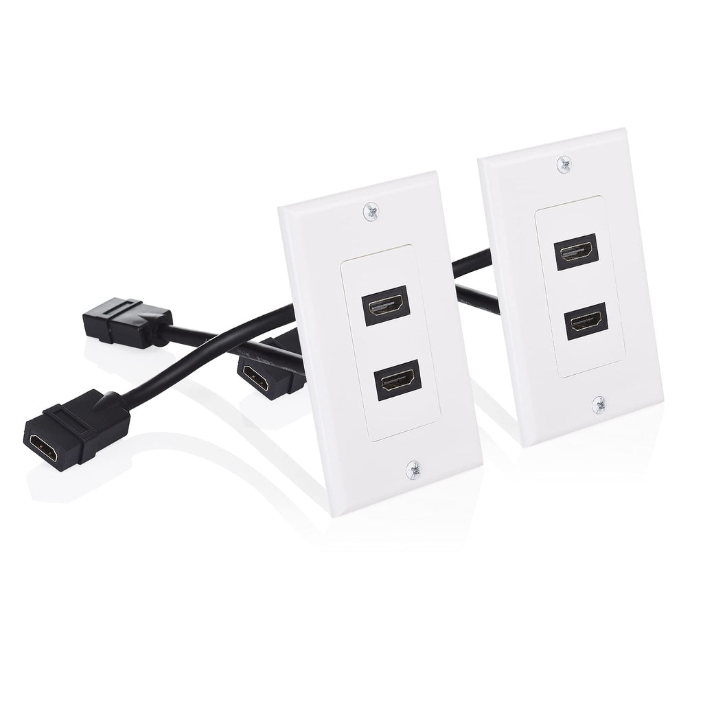 Cable Matters 2-Pack 2-Port HDMI Wall Plate in White (4K UHD, ARC, and Ethernet Pass-Thru Support)