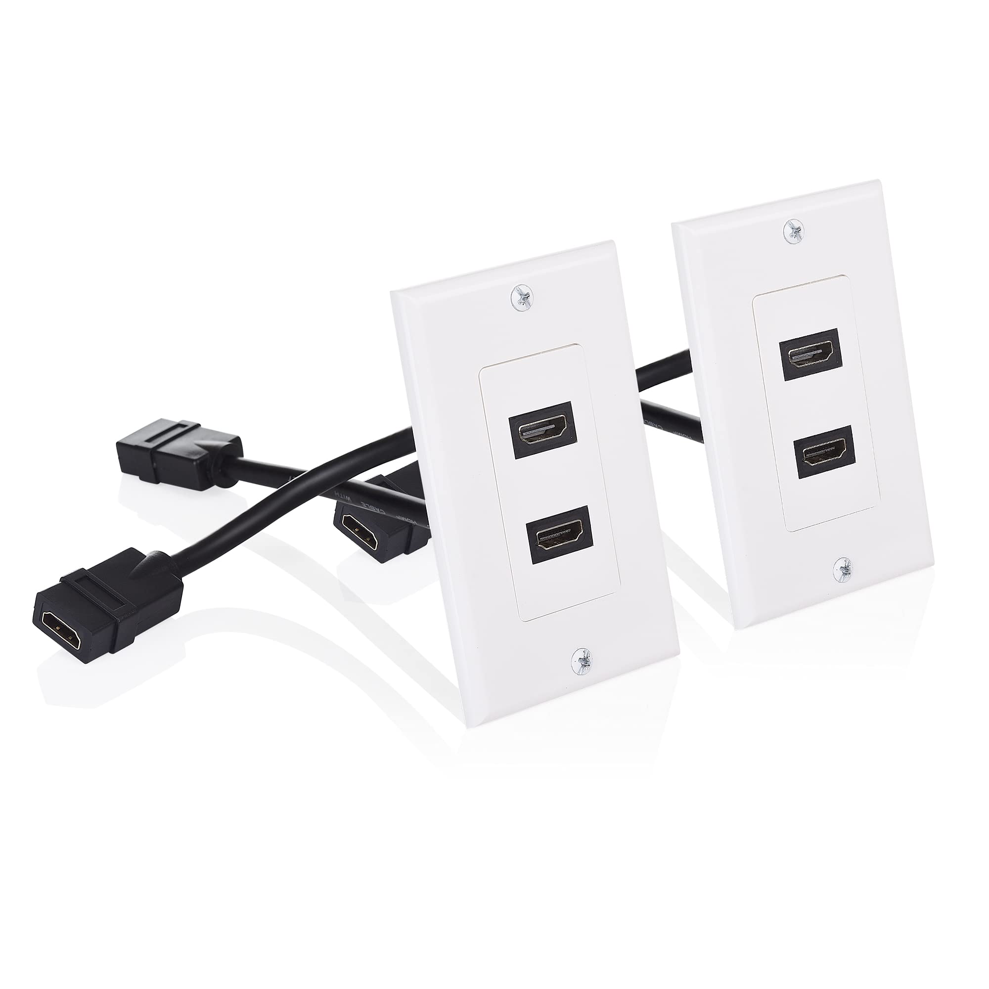 Cable Matters 2-Pack 2-Port HDMI Wall Plate in White (4K UHD, ARC, and Ethernet Pass-Thru Support)
