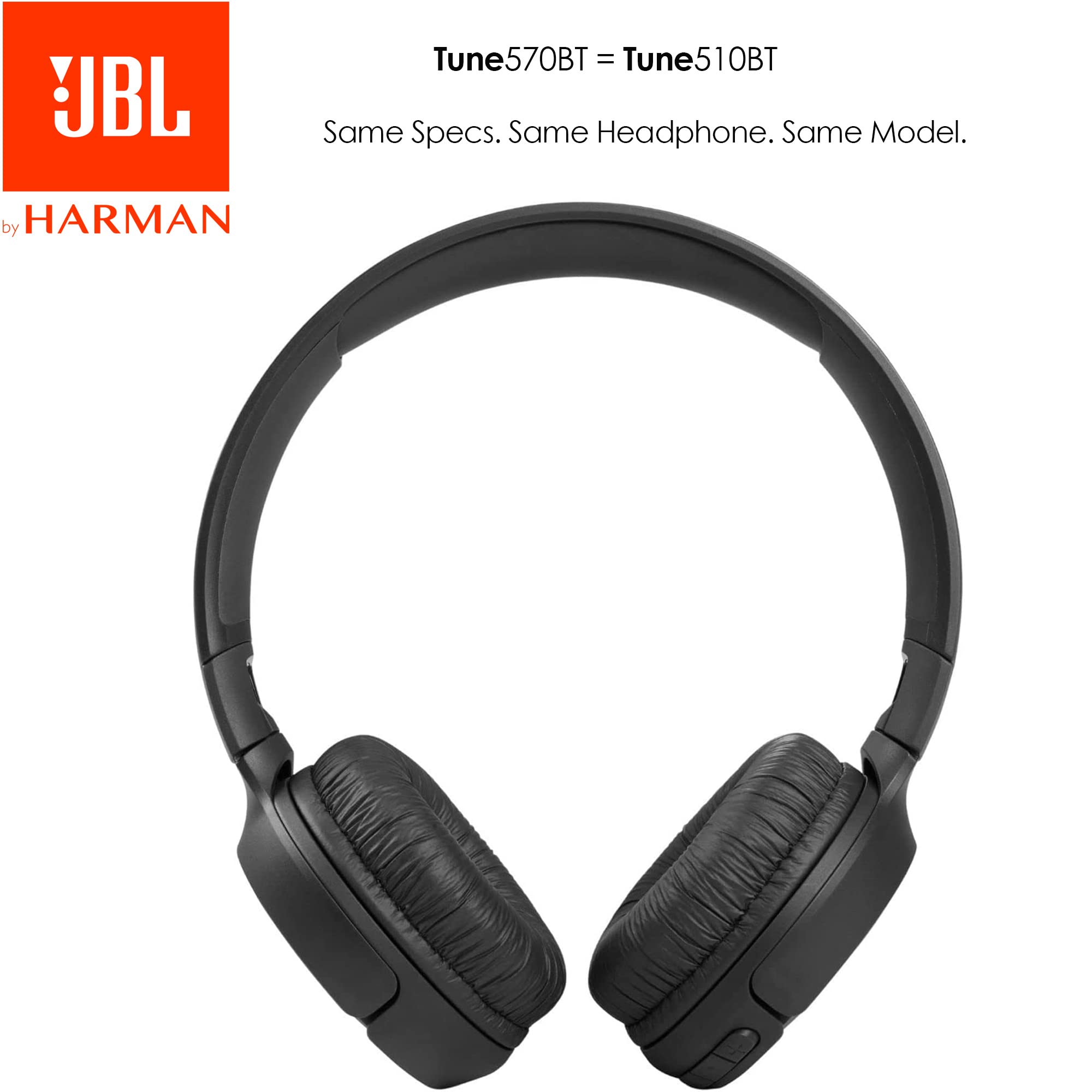 Tune 570BT On-Ear Wireless Bluetooth Headphones with Pure Bass Stereo Sound - Black with Cleaning Cloth