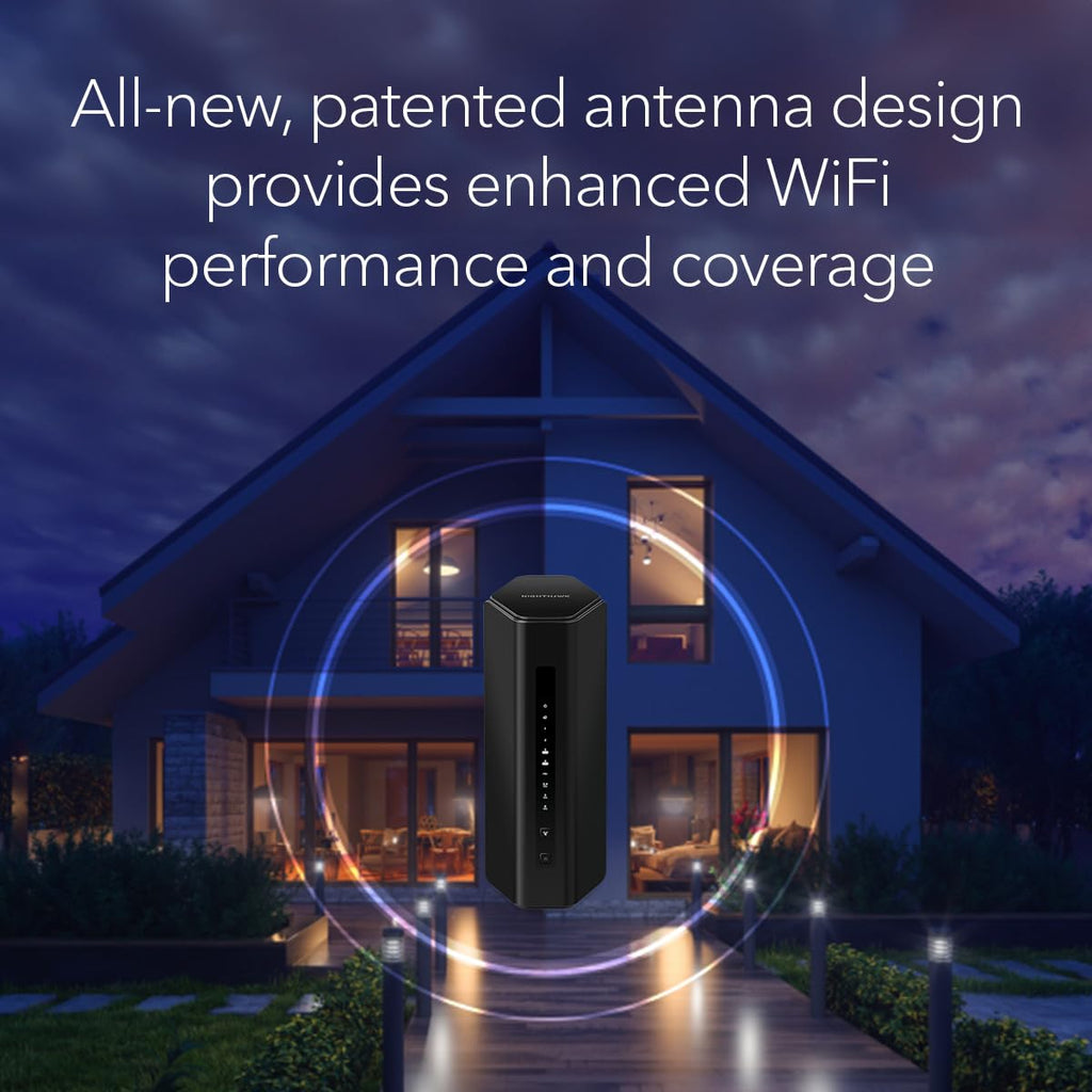NETGEAR Nighthawk (RS200) Dual Band WiFi 7 Router Security Functions Wireless Speed BE6500 (up to 6.5Gbps) Covers up to 2500 sq.m, 80 Devices, 2.5GB Internet Port