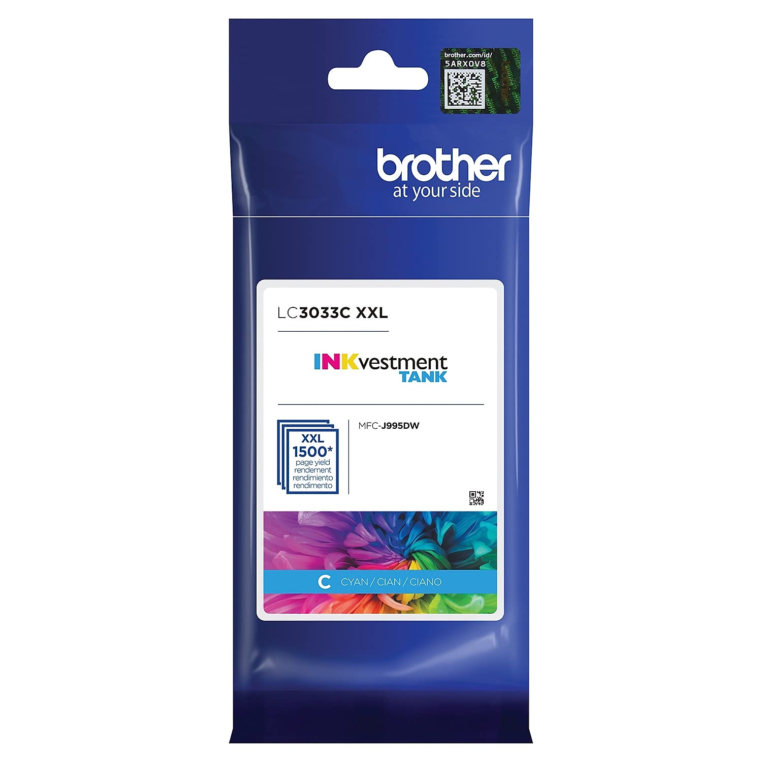Brother Genuine LC3033C Single Pack Super High-yield Cyan INKvestment Tank Ink Cartridge, LC3033