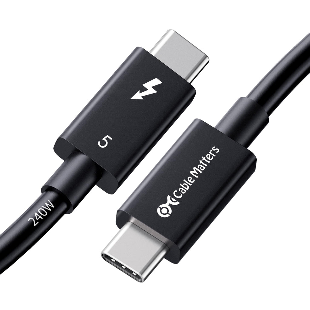 Cable Matters [Intel Certified] 80Gbps Thunderbolt 5 Cable with Bandwidth Increase up to 120Gbps and 240W Charging in Black - 0.5m, Compatible with Thunderbolt 4, USB4, Thunderbolt