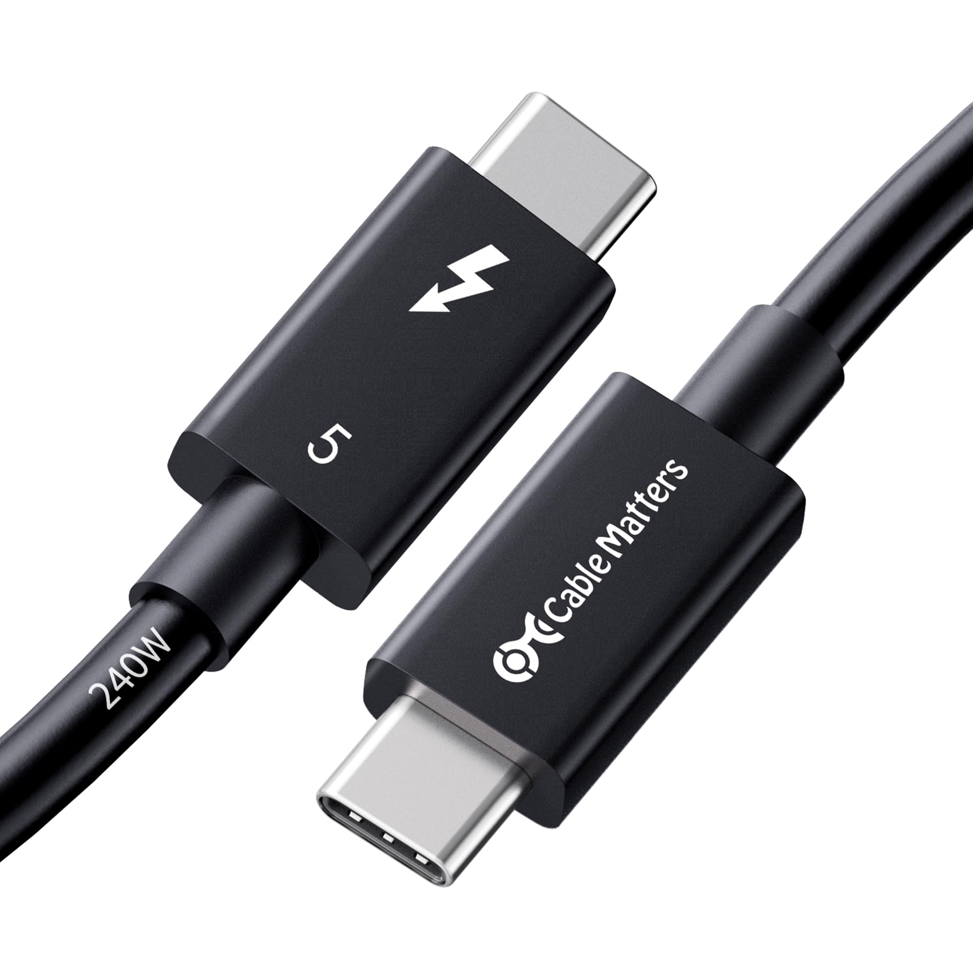 Cable Matters [Intel Certified] 80Gbps Thunderbolt 5 Cable with Bandwidth Increase up to 120Gbps and 240W Charging in Black - 0.5m, Compatible with Thunderbolt 4, USB4, Thunderbolt