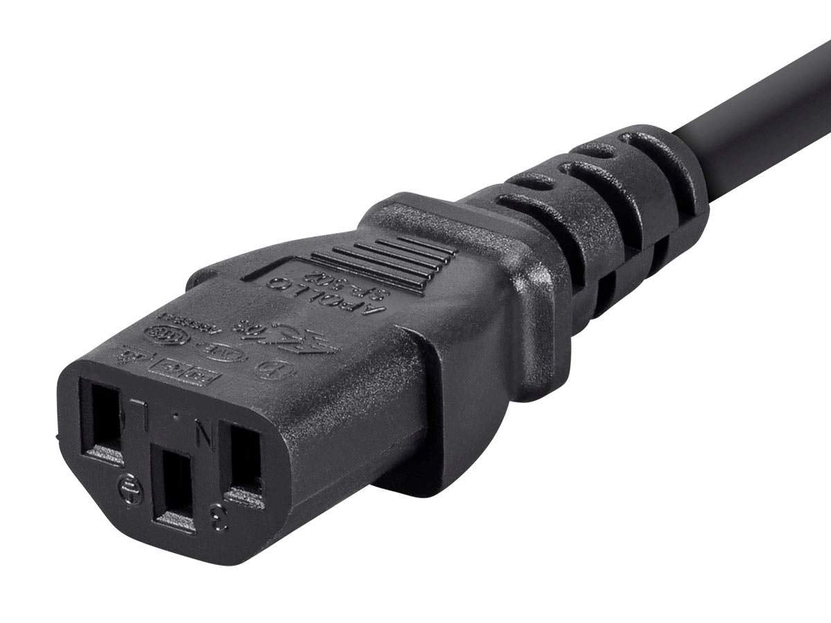 Monoprice 3ft 18AWG Power Extension Cord Cable w/ 3 Conductor PC/Mon, 13A (IEC-320-C14 to IEC-320-C13)