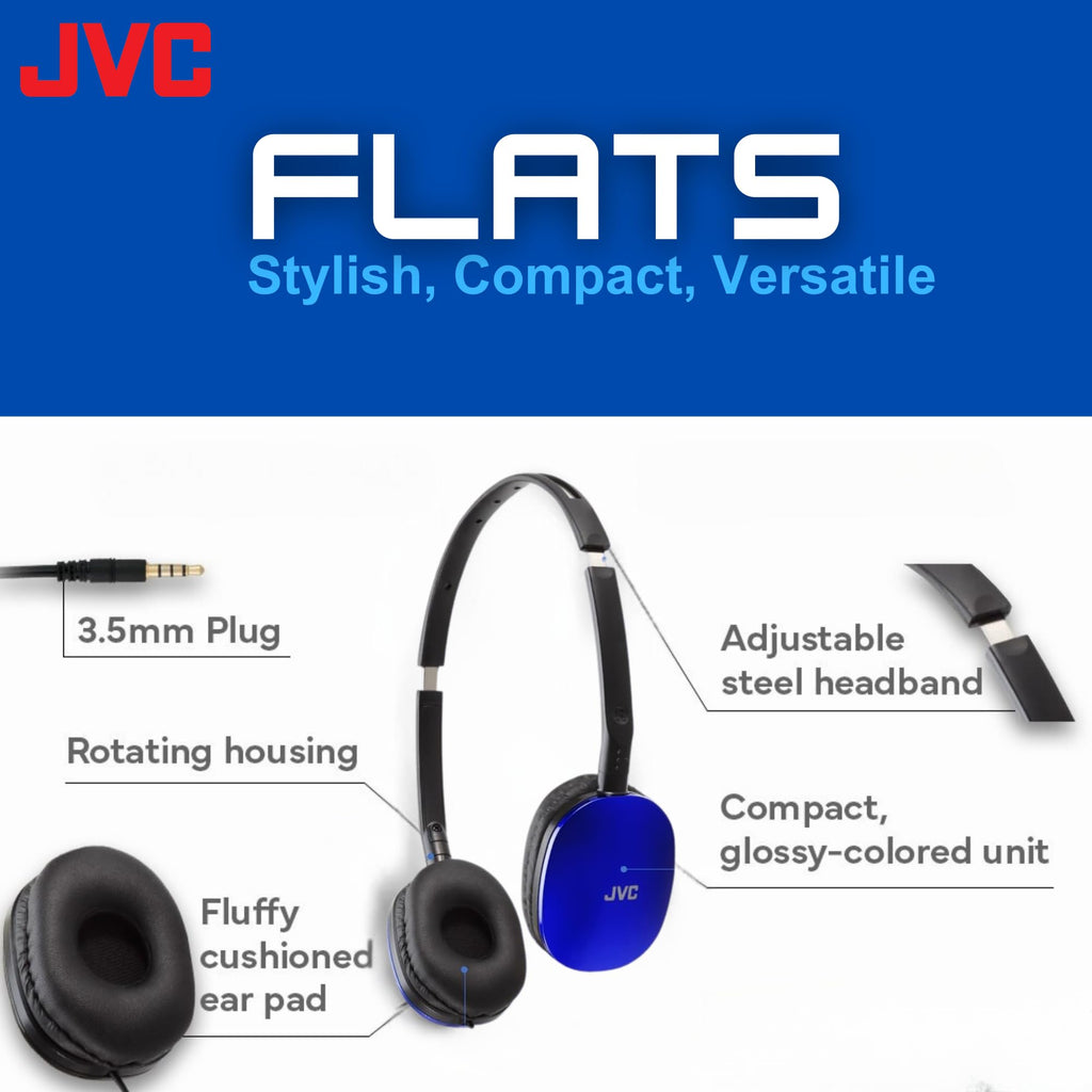 JVC HAS160A Flat Headphones - Blue