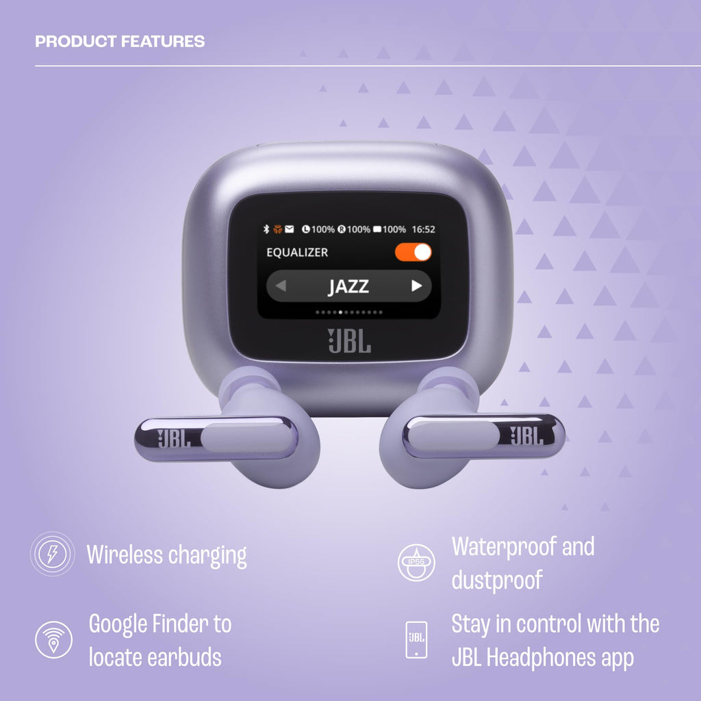JBL Live Beam 3 - True Wireless Noise Cancelling Closed-Stick Earphones, 48 Hours Total Playback, Wireless Charging, 6 Microphones for Perfect Calls, Multi-Point Connection, IP55 Waterproof and