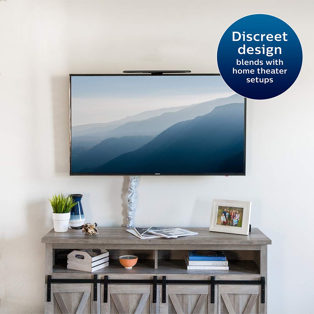 Philips Hover Amplified HD Digital TV Antenna, Long Range Smart TV Antenna, Easy Mount on Top of TV Design, Supports 4K 1080P HD VHF UHF, Signal Booster, Coax HDTV Cable/AC Adapter, SDV7219N/27