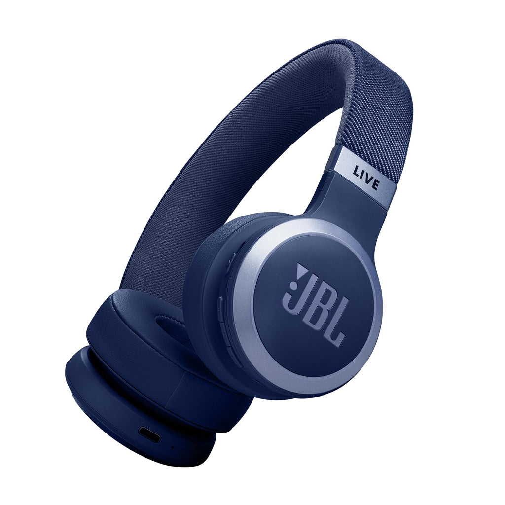 JBL Live 670NC - Wireless On-Ear Headphones with Adaptive Noise Cancelling with Smart Ambient, Up to 65H Battery Life with Speed Charge, Lightweight, Comfortable and Foldable Design (Blue)