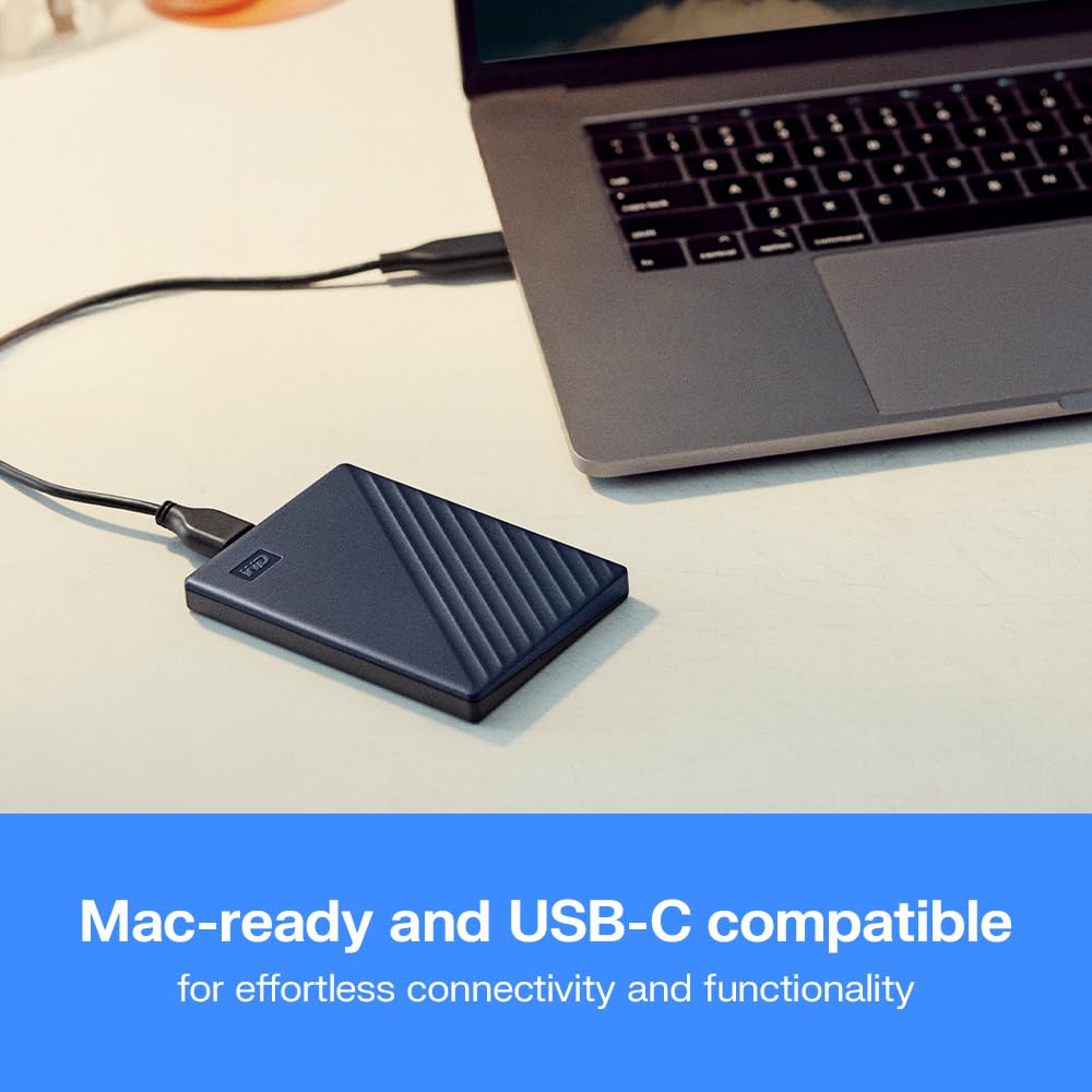WD 2TB My Passport for Mac portable external storage, USB 3.0, Mac Compatible external hard drive, software for device management, backup and password protection, Time Machine Ready, Midnight Blue