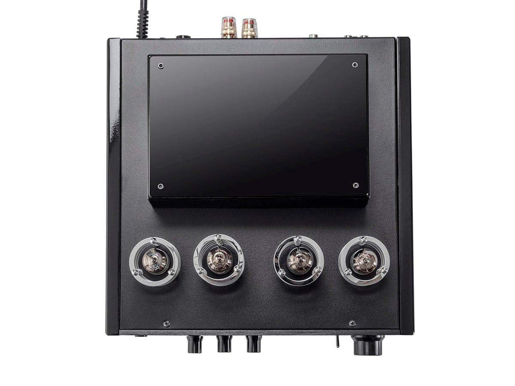 Monoprice 138360 25 Watt Stereo Hybrid Tube Amplifier 2019 Edition with Bluetooth Optical Coaxial and USB Inputs and Subwoofer Out