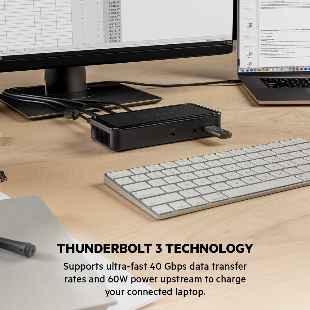 Belkin Thunderbolt 3 Dock Plus Thunderbolt 3 Cable - USB-C Hub - 8-In-1 Docking Station for MacOS & Windows, Dual 4K @60Hz, 40Gbps Transfer Speed, 60W Upstream Charging, w/Ethernet & Audio Ports