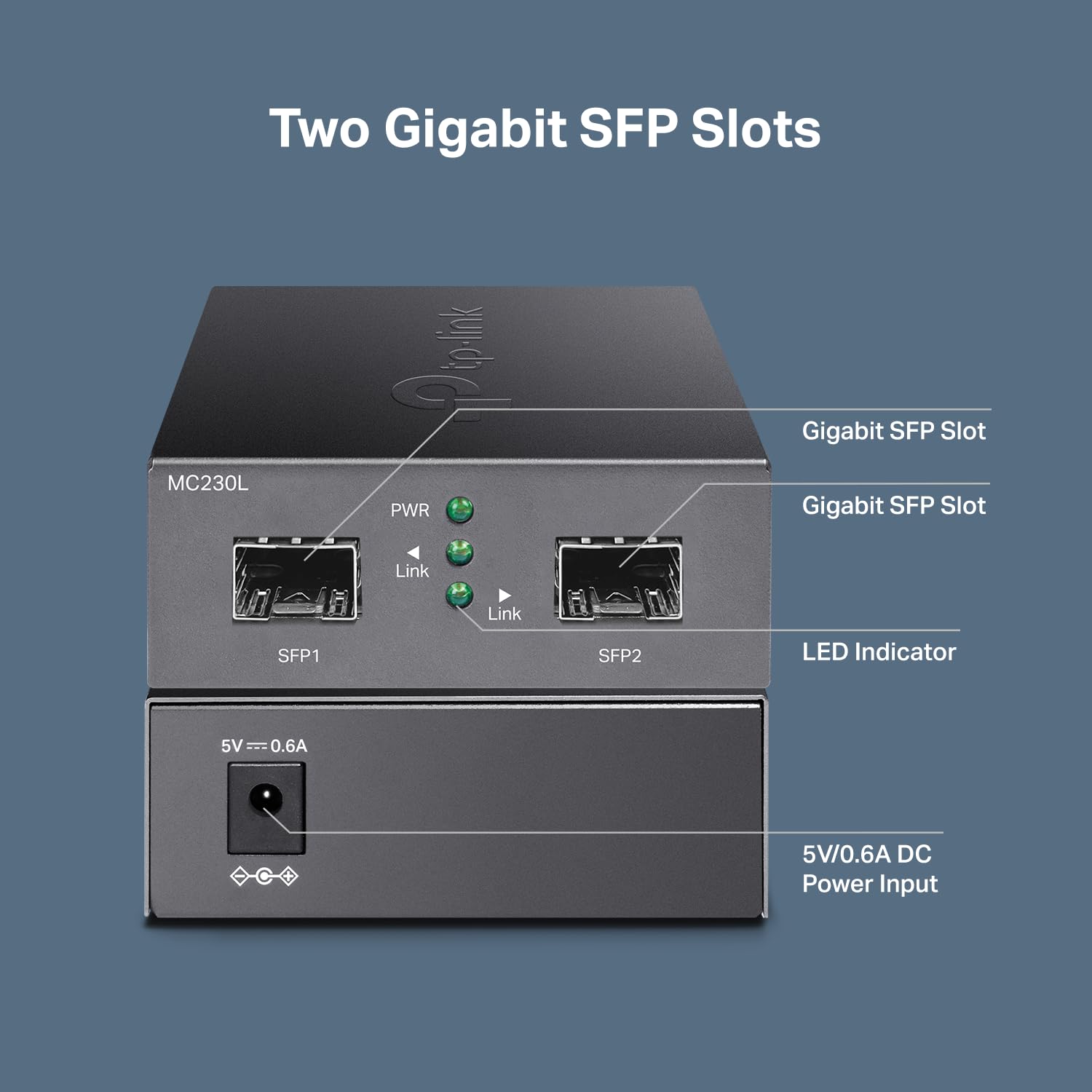 TP-Link MC230L | Gigabit SFP to SFP Fiber Media Converter | Convert Between 2 Gigabit SFP Modules| Plug & Play | Durable Metal Casing | Versatile Compatibility | Hot-Swappable