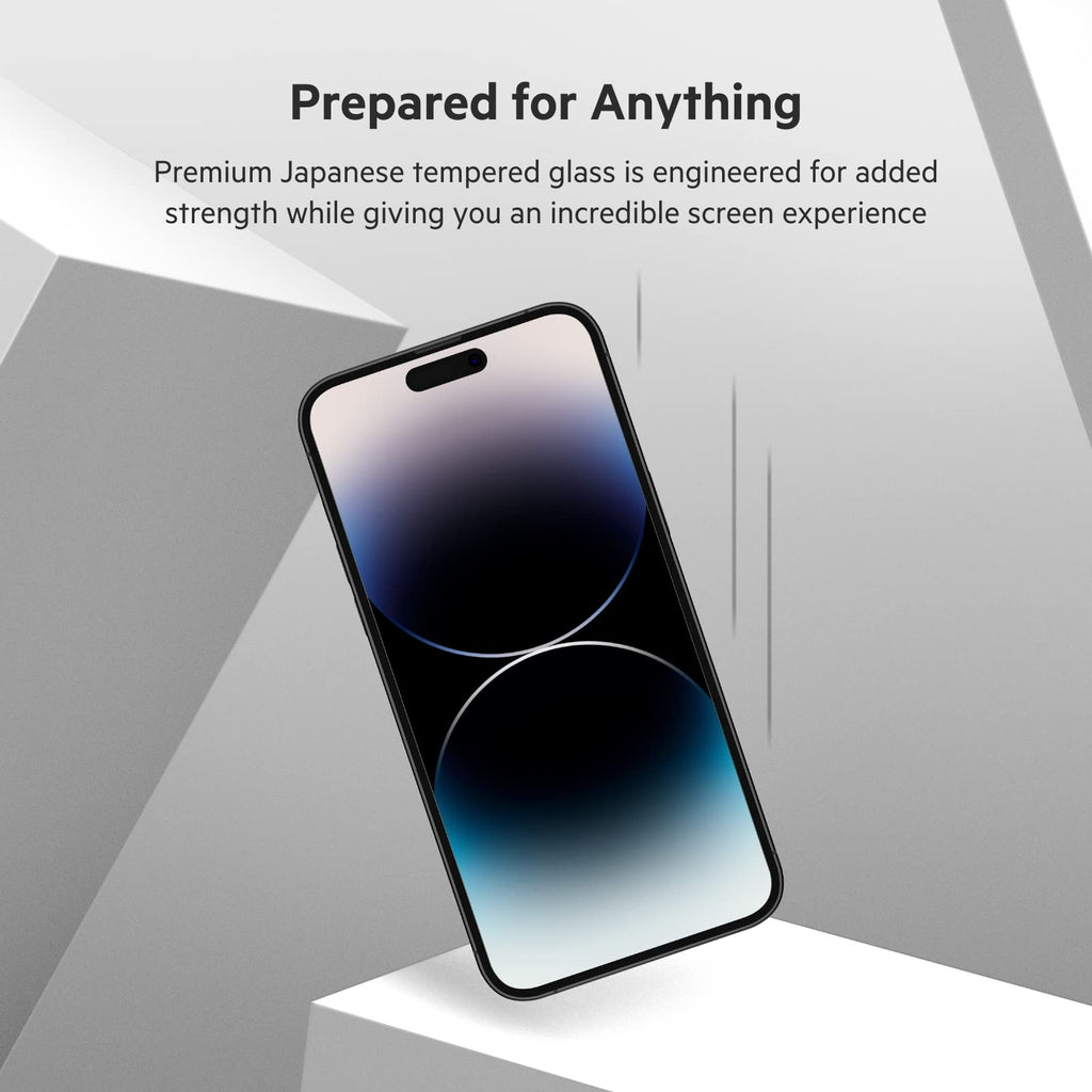 Belkin TemperedGlass iPhone 14 Pro Max Screen Protector, AntiMicrobial-Treated, Easy Bubble Free Application with Included Installation Guide Tray, 9H Hardness Tested