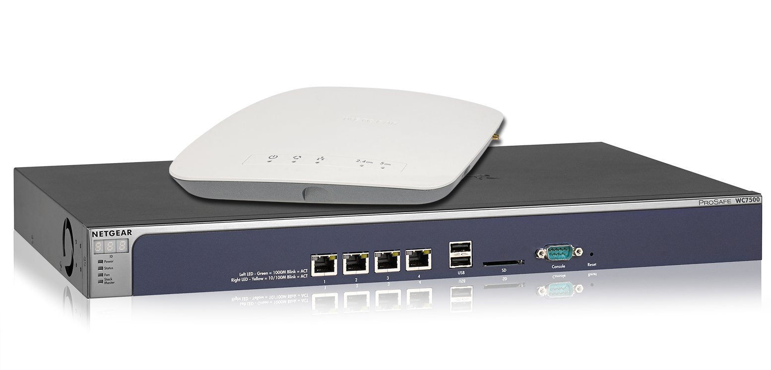 NETGEAR ProSAFE WC7500 Wireless LAN Controller (WC7500-10000S) & 5 x NETGEAR ProSAFE WAC720 Business 2x2 Dual Band 802.11ac Wireless Access Point (WAC720-100NAS) Bundle