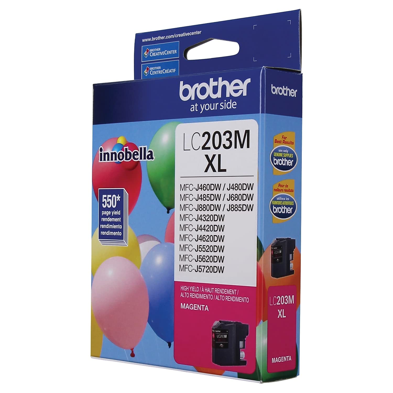 Brother Printer LC203M High Yield Ink Cartridge, Magenta, 550