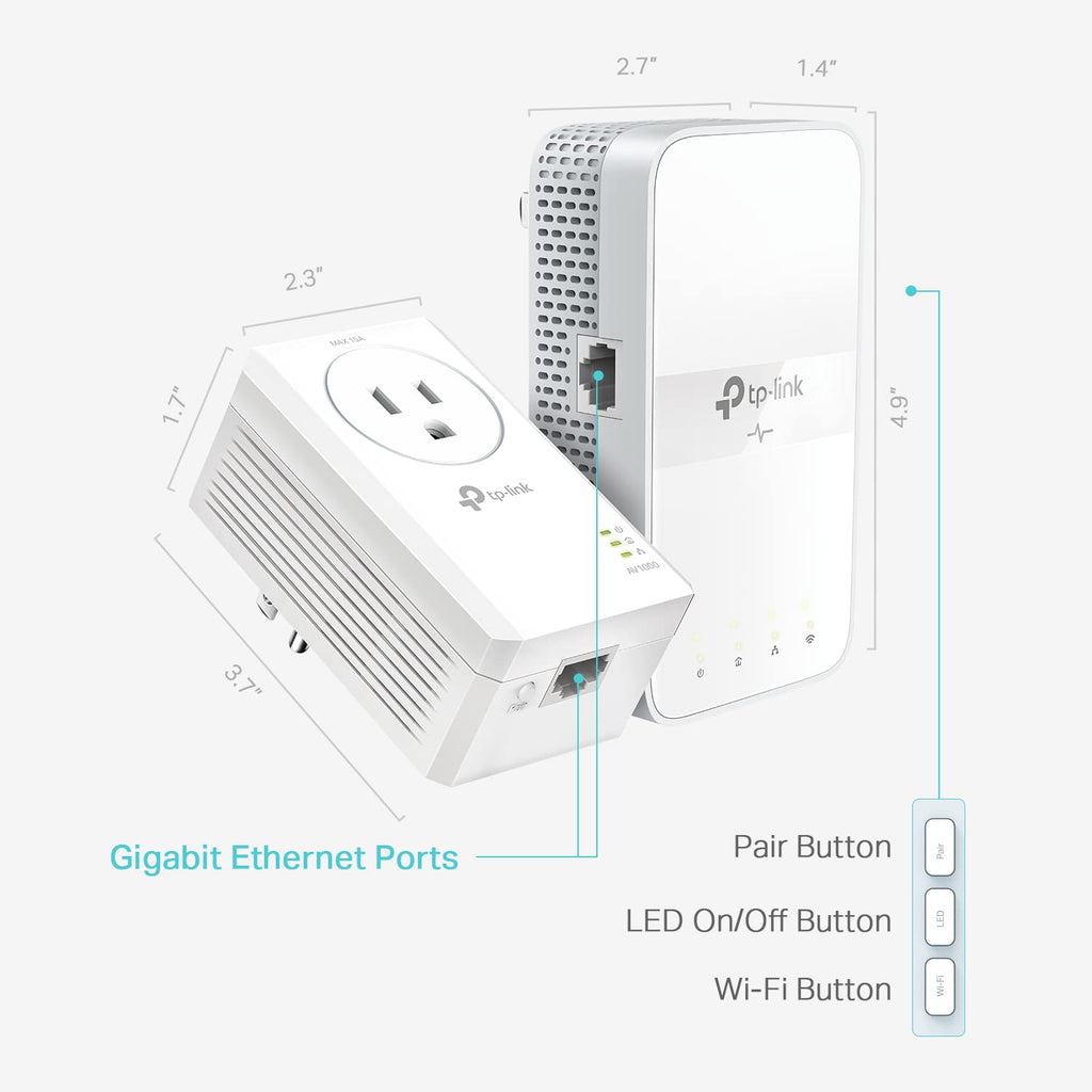 TP-Link Powerline WiFi Extender TL-WPA7617 KIT - Includes AV1000 Powerline Ethernet Network Adapter and AC1200 Dual Band Extender, Gigabit Port, Passthrough, OneMesh, Ethernet Over Power, Plug & Play