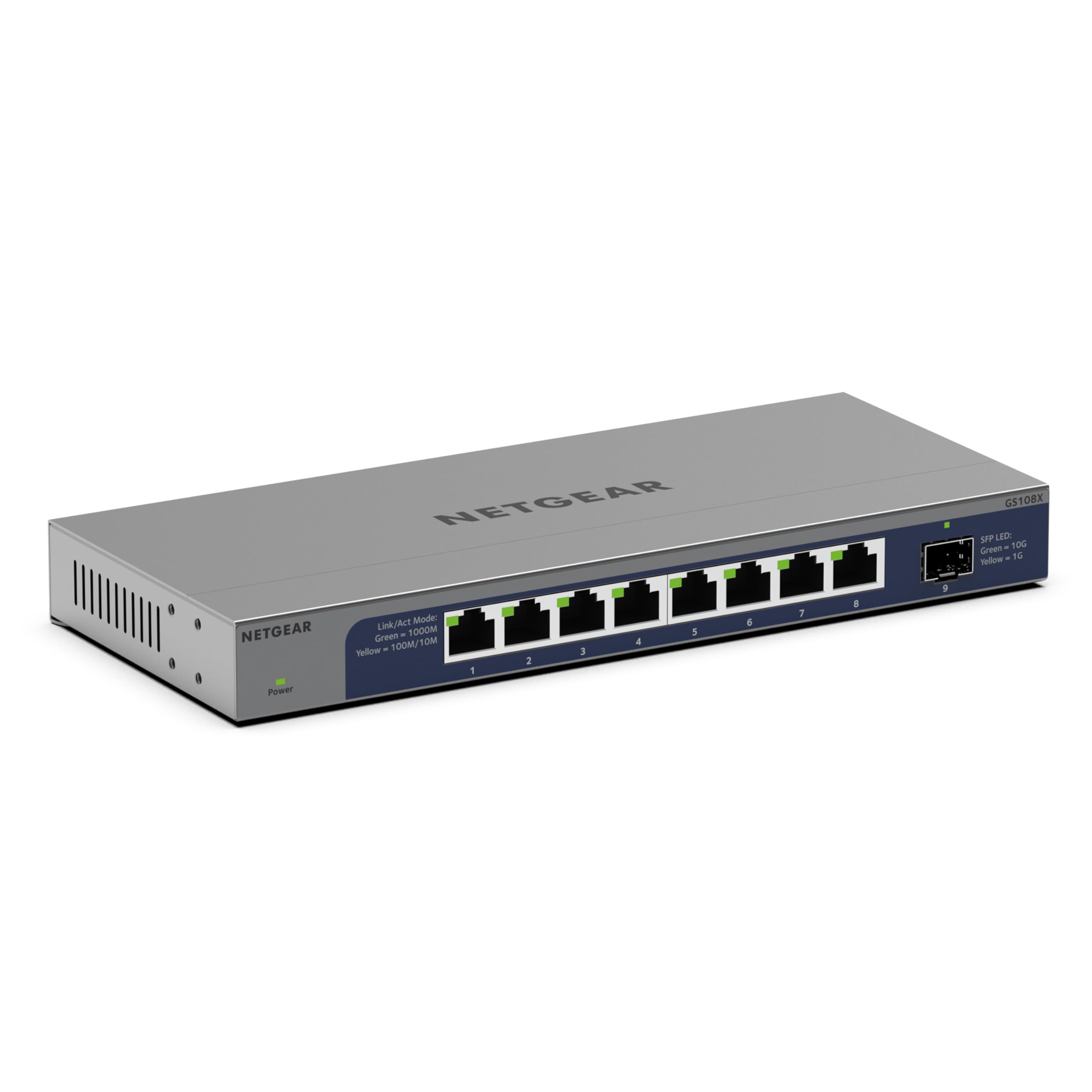 NETGEAR 8-Port 1G/10G Gigabit Ethernet Unmanaged Switch (GS108X) - with 1 x 10G SFP+, Desktop or Rackmount, and Limited Lifetime Protection