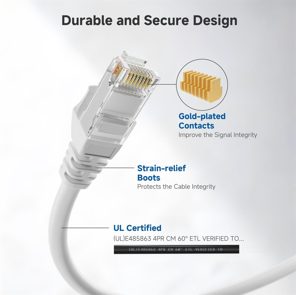 Cable Matters Cat6 Snagless Ethernet Patch Cable in White 35 Feet