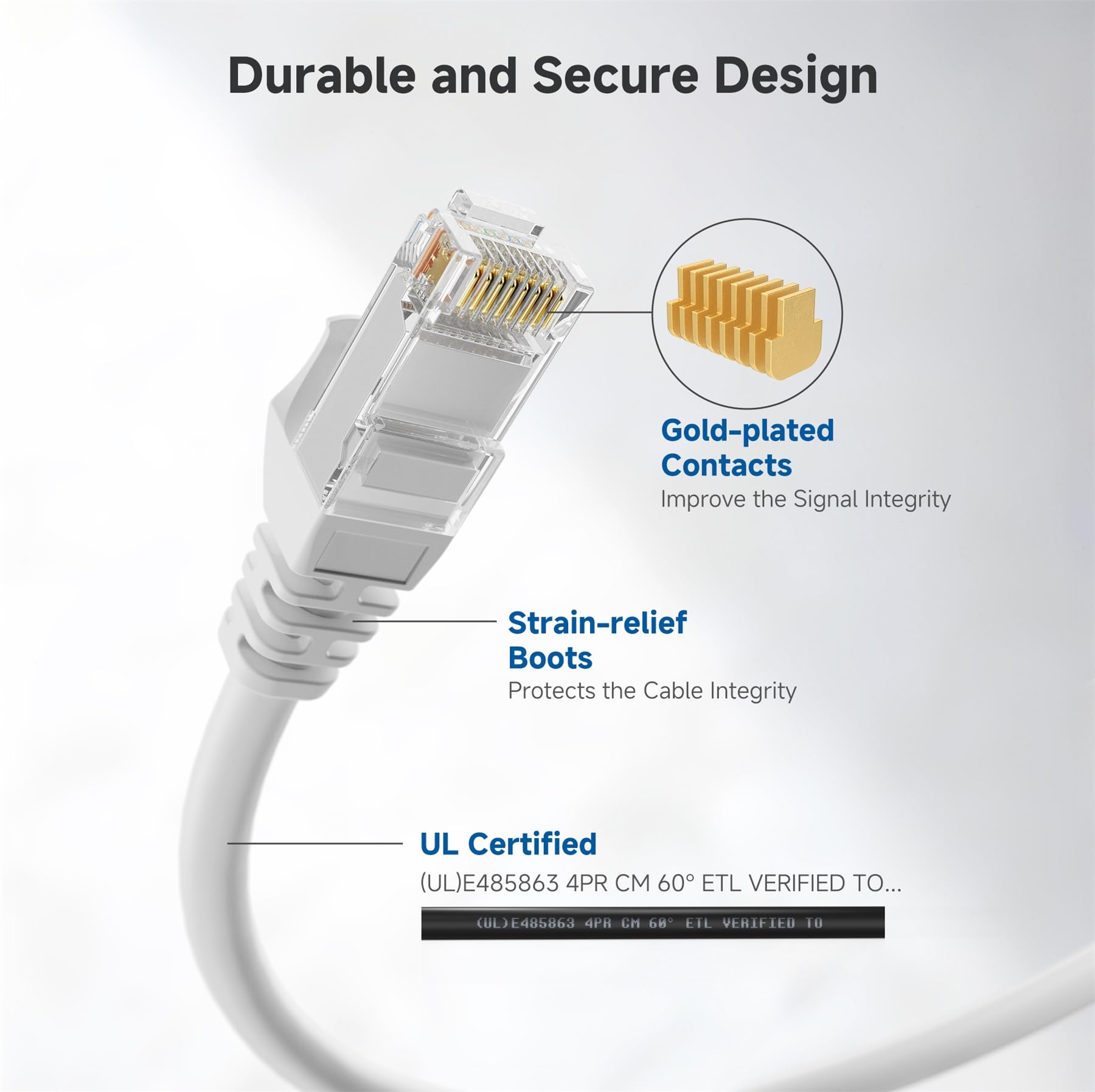 Cable Matters Cat6 Snagless Ethernet Patch Cable in White 35 Feet